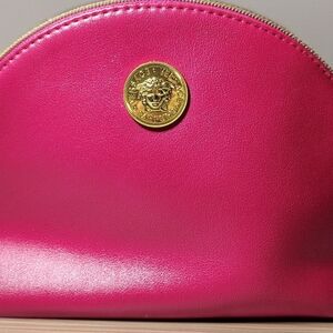 Versace Fuchsia Cosmetic Bag with Gold Medallion